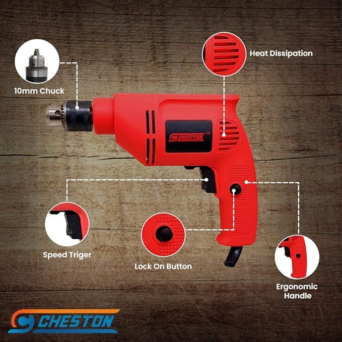 Cheston 10mm Drill Machine with Reverse & Speed Control