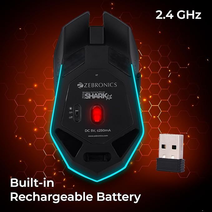 Zebronics Shark Lite Gaming Mouse, 4600Dpi, Comfortable & Ergonomic, Rgb Lights, 6 Buttons