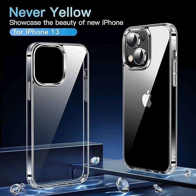 Sounce Shockproof Hard Back Cover for iPhone 13 | Scratch-Resistant | Clear Polycarbonate Design, Transparent