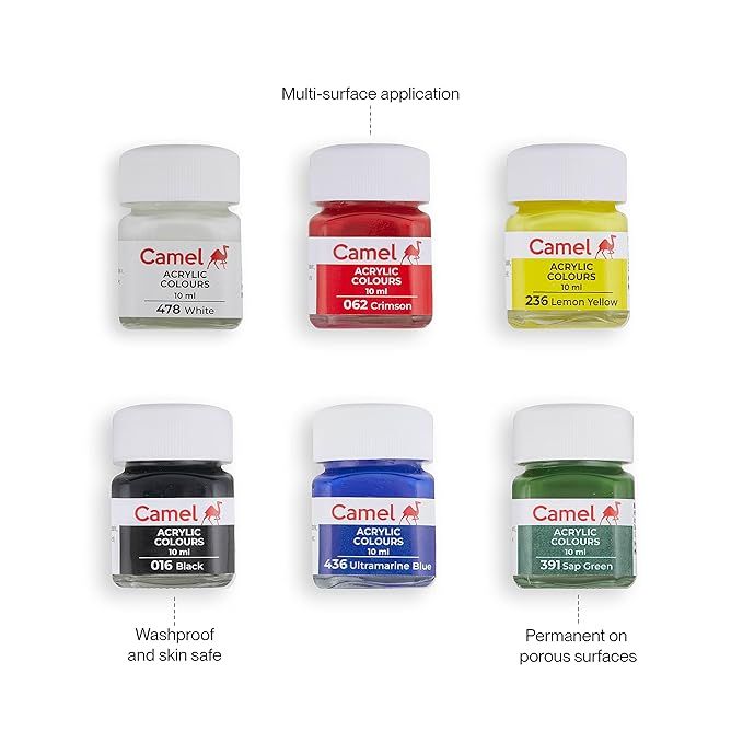 Camel Acrylic Ultra Colors - 10Ml Each, 6 Shades