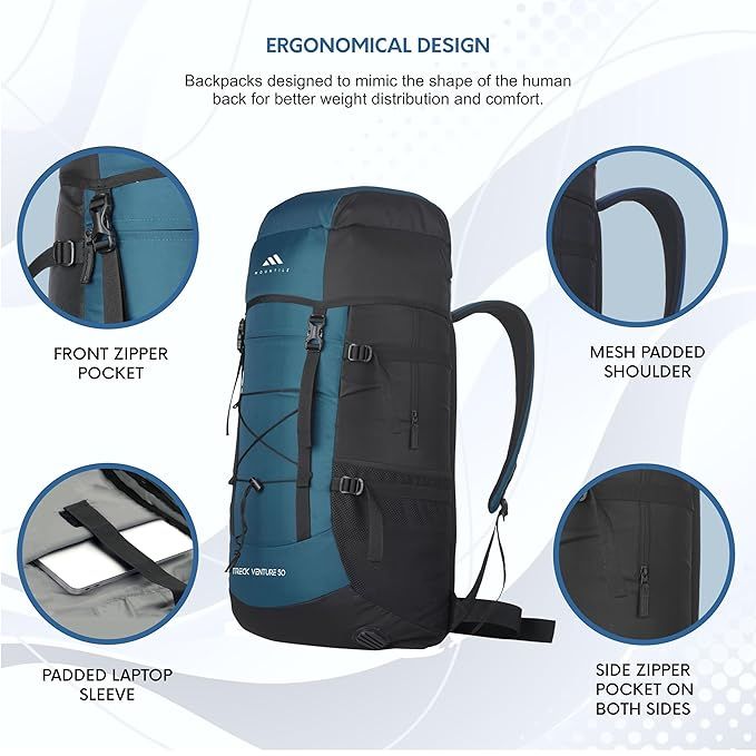 Mountile Unisex Solid Polyester 50 L Shoulder Handle Rucksack | English blue