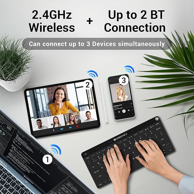 Zebronics Keypad X1 Wireless Bluetooth Keyboard, Scissor Switches, 2.4Ghz & Dual Bt