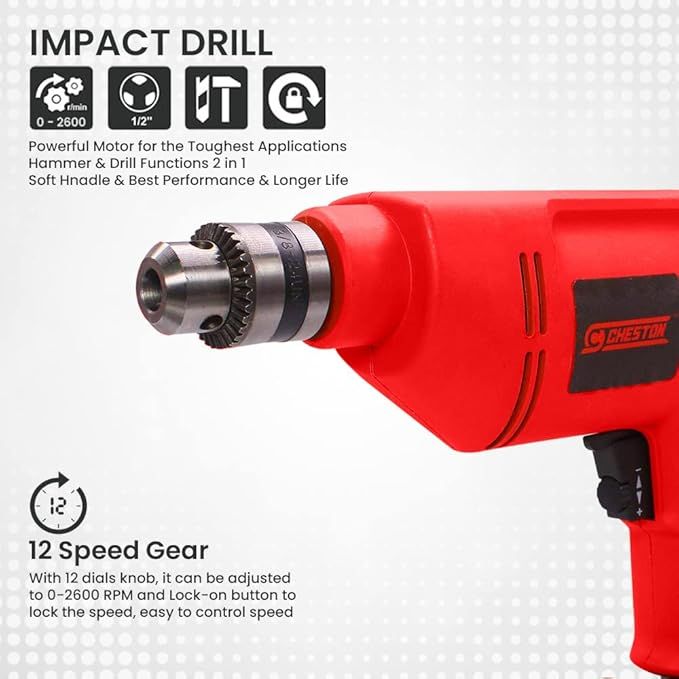 Cheston 10mm Drill Machine with Reverse & Speed Control