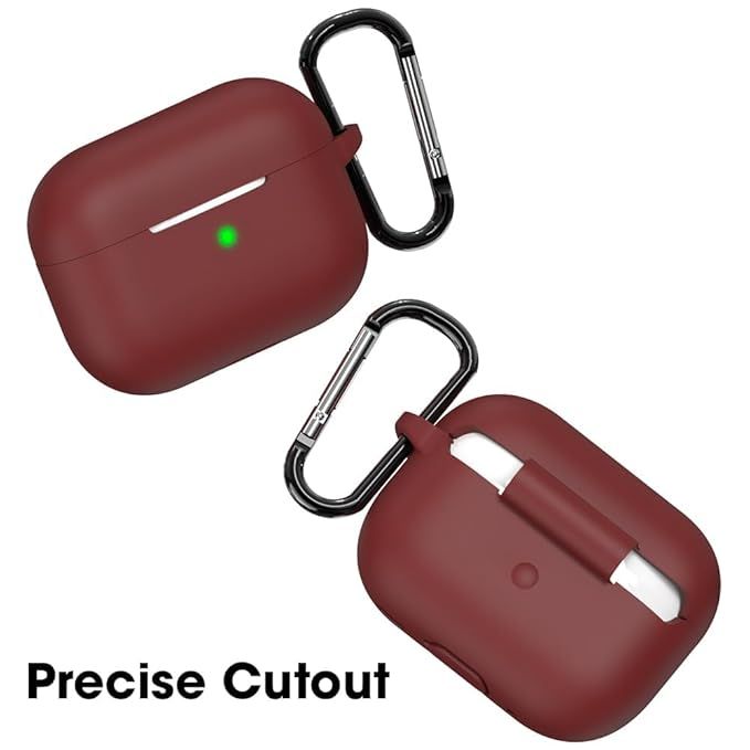 Sounce Silicone Case Cover for AirPods Pro 2 2022 | Shockproof with Keychain & LED Visible | Maroon
