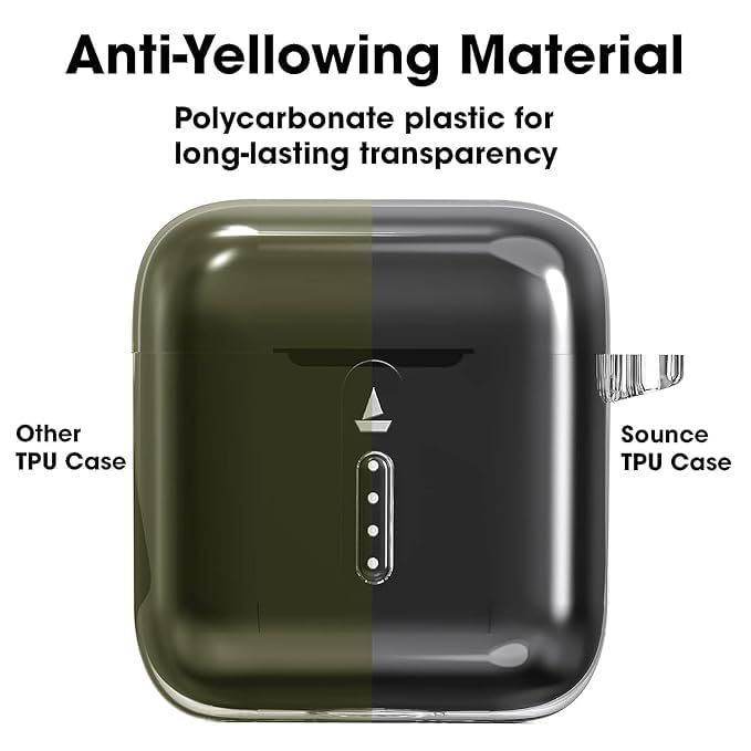 Sounce Silicone Case Cover for Boat Airdopes 141 | Shock-Absorbing | with Keychain & Front LED Visible, Transparent