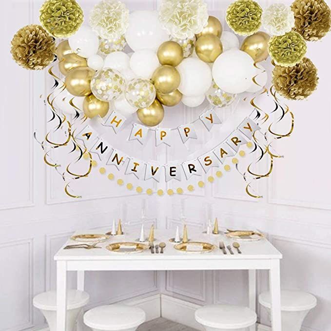 Happy Anniversary Banner - 16 Paper Flags (Colour May Vary)