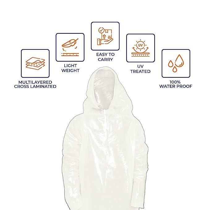Unisex Rain Poncho with Drawstring Hood Free Size