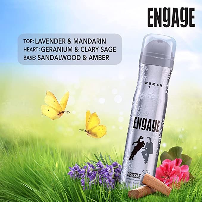 Engage Drizzle Deodorant For Women, Floral and Lavender, Deo Body Spray