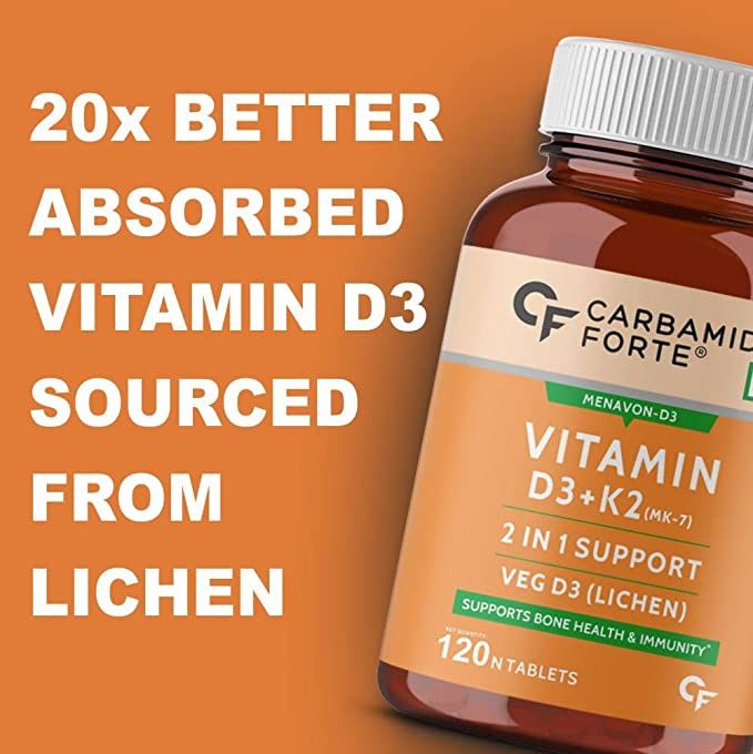 Carbamide Forte Vitamin D3 K2 MK7 120 Veg Tablets