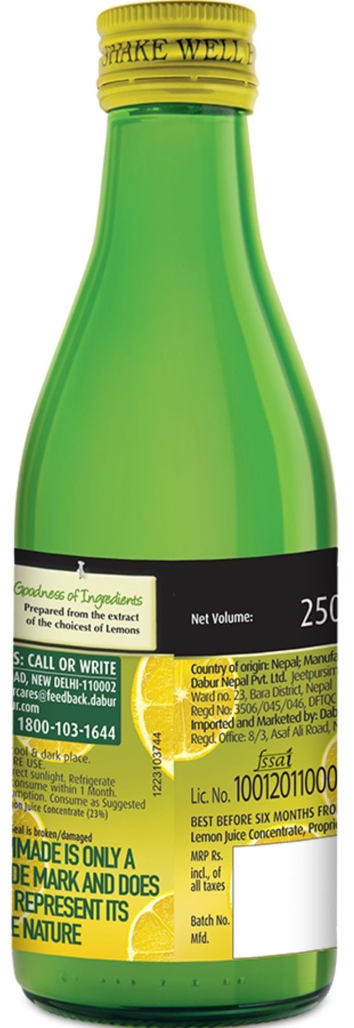 Dabur Homemade Lemoneez, Lemon Juice with Goodness of 33 Lemons 250 ml Combo