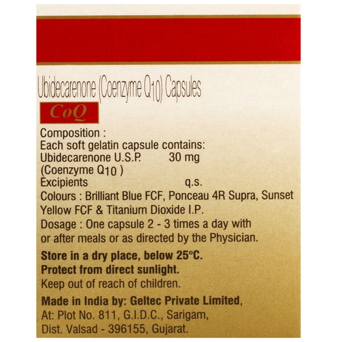CoQ 30mg Coenzyme Q10 Capsule