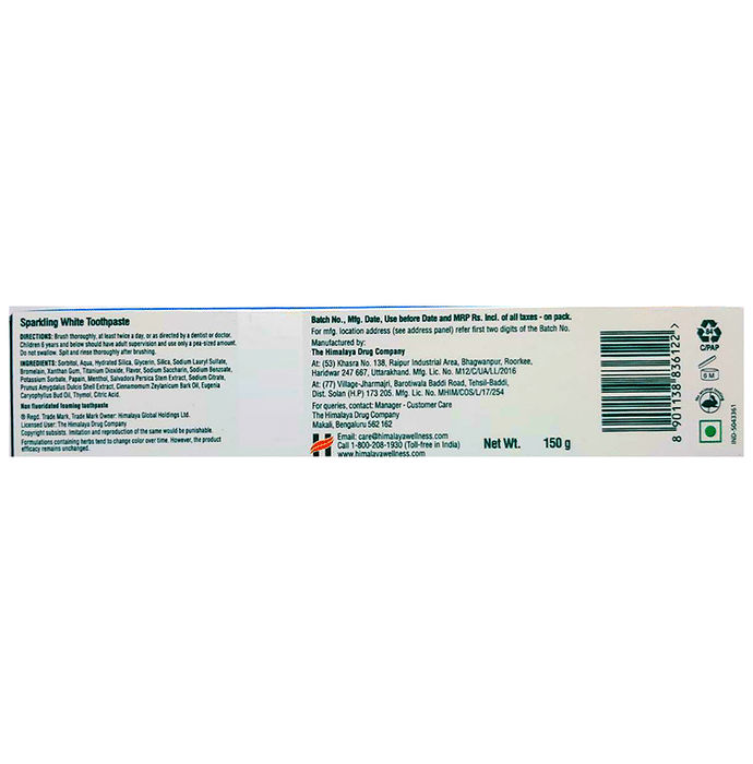 Himalaya Sparkling White paste Tooth Paste 150g