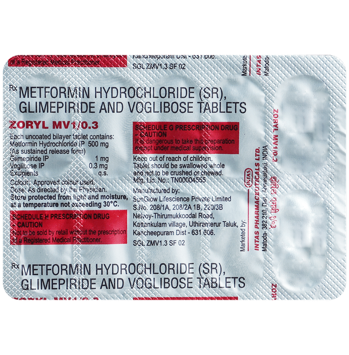 Zoryl MV 1/0.3 Tablet