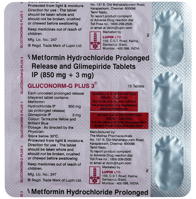 Gluconorm-G Plus 3 Tablets PR