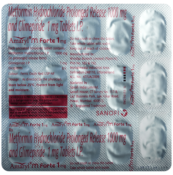Amaryl M Forte 1mg Tablets PR
