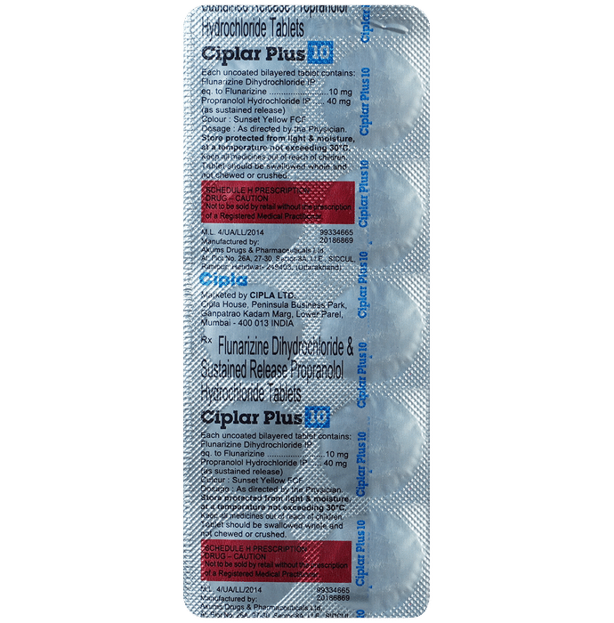 Ciplar Plus 10 Tablets SR
