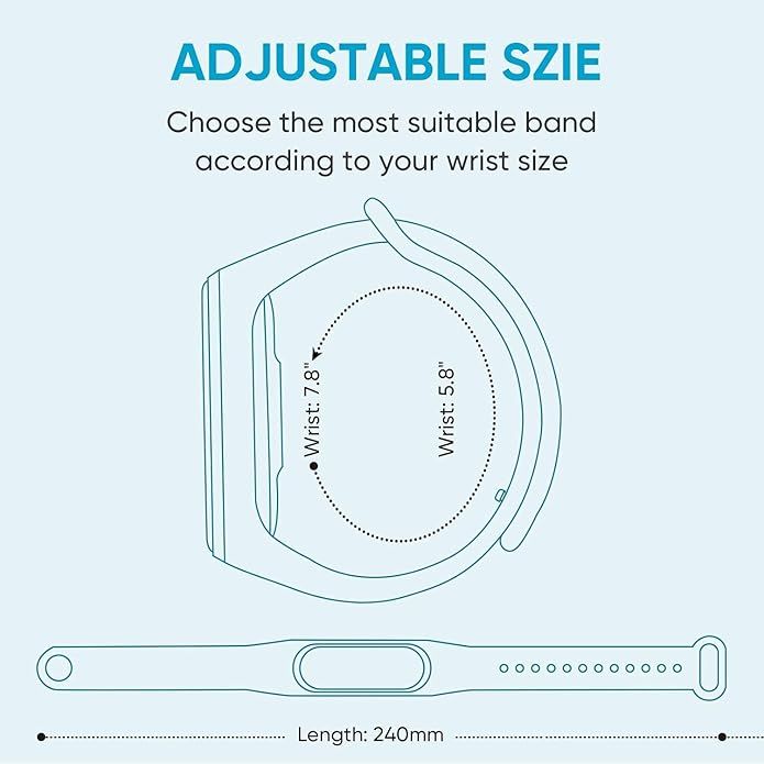 Sounce Adjustable Silicone Strap for Xiaomi Mi Band 3-4 | Not Compatible with Mi Band 1-2 (Black)