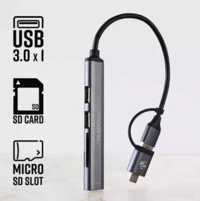 Zebronics Ta200Uc Pro, Type C Multiport Hub, Aluminum Body, Usb/Type C - Usb 3.0 | 3 X Usb
