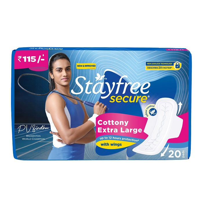 Stayfree Secure Extra Large Cottony Soft Cover Sanitary Pads - 20 Pads