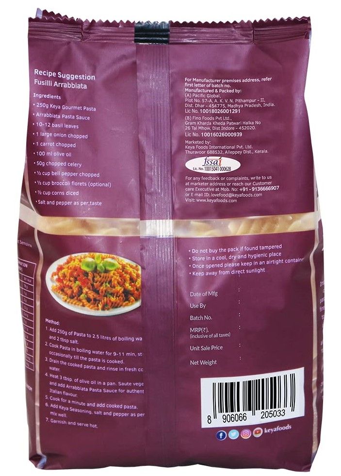 Keya 100% Durum Wheat Fusilli Pasta