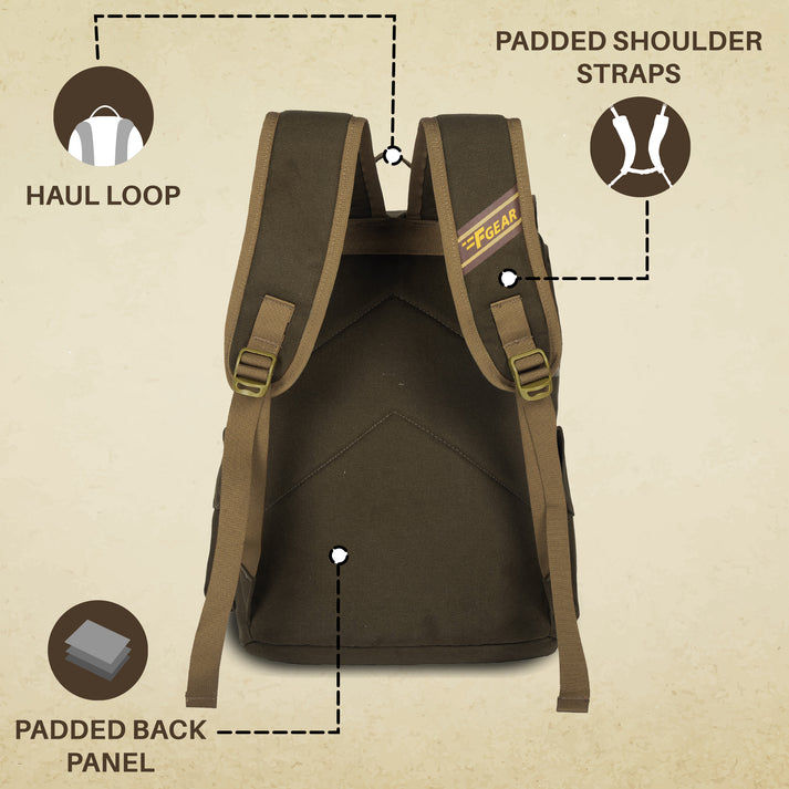 F Gear Unisex Canvas 20 L Laptop Backpack | Brown