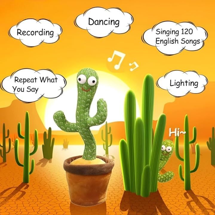 Fablue Rechargeable Dancing And Talking Cactus Toy - Recording Repeat Funny Educational Toy