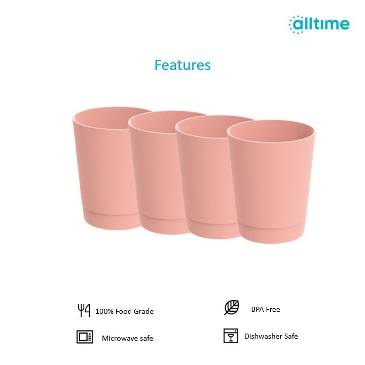 All Time Picnic Reusable Glass Set Of 4 For Party, Gettogether, (500 Ml X 4) (Colour May Vary)