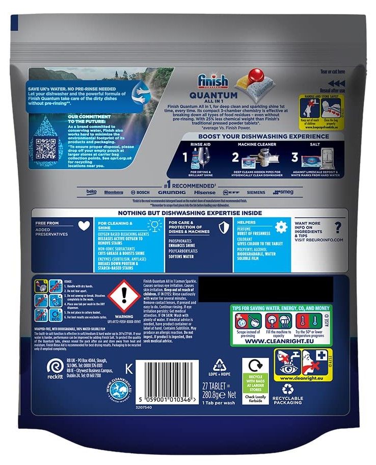 Finish Quantum Lemon Dishwasher Tablets