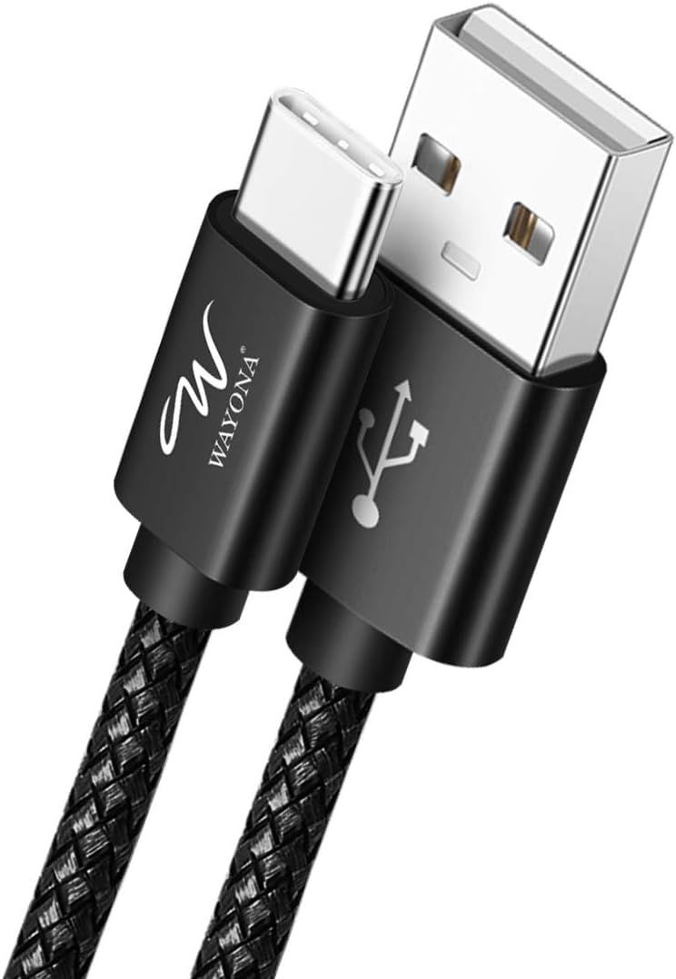 Wayona Type C 3Meter Nylonbraided 65W/3A Fast Charging Usb C Cable Samsung 15 Series 10Ft Black