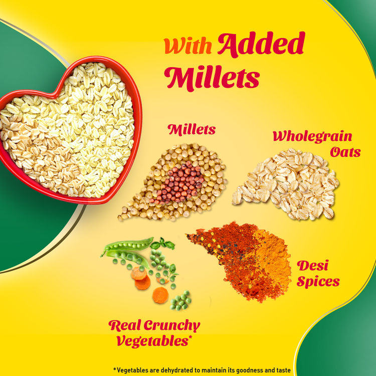Saffola Masala Oats | Veggie Twist | Anytime Snack | Ready in 3 mins | Millets Goodness 38 g Combo
