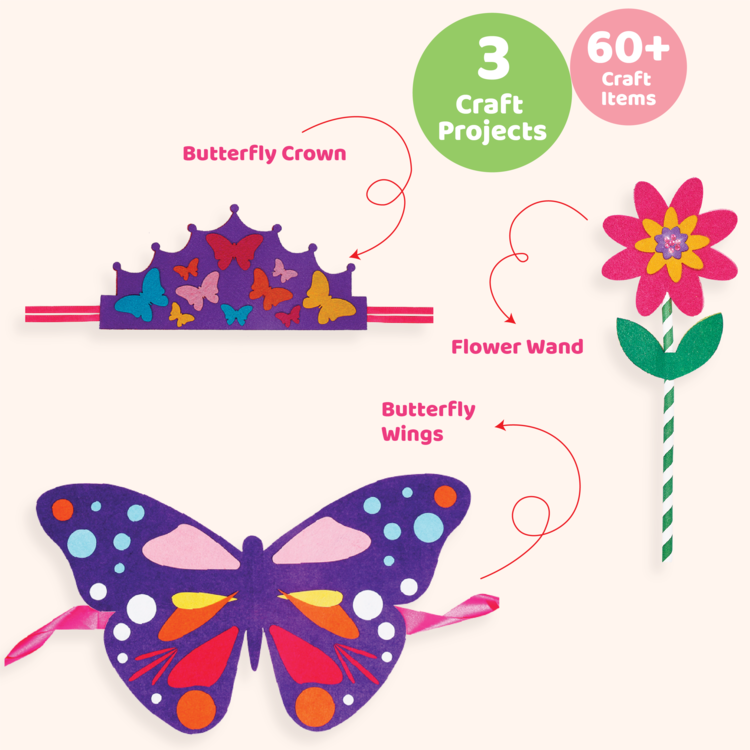 Jackinthebox Butterflies 3-in-1 Art & Craft Kit