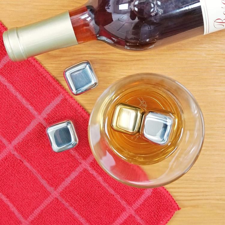 Hazel Stainless Steel Ice Cubes | Multipurpose Reusable Ice Cube, Set Of 4