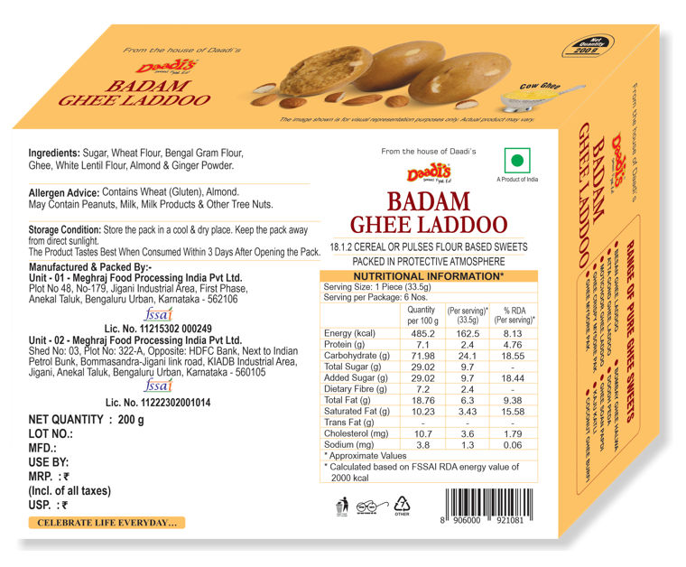 Daadi's Badam Laddoo Pure Ghee 200 g Combo