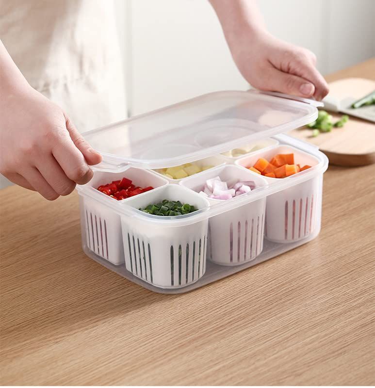New Dawn 6 Grid Fridge Storage Boxes Fridge Storage Containers Cut Vegetable Storage Box