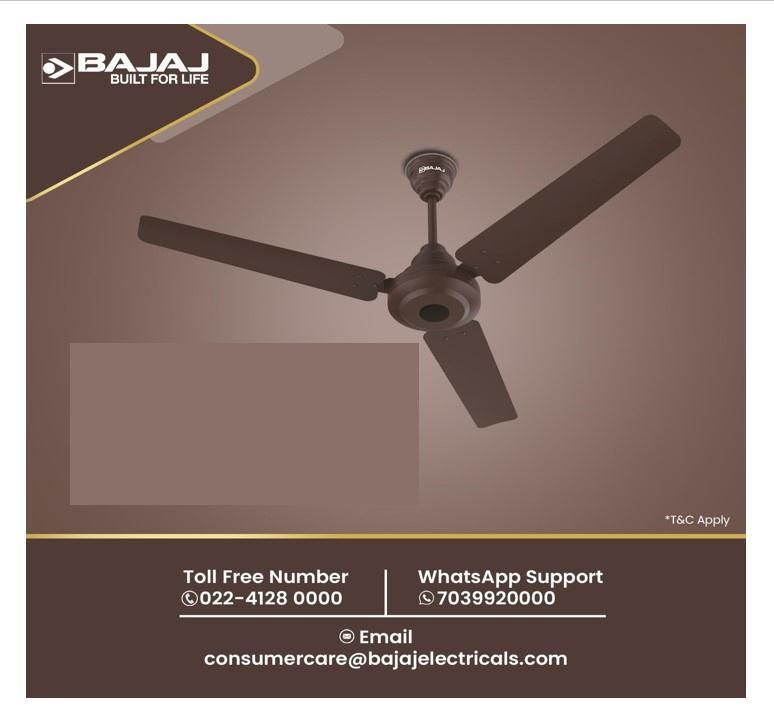 Bajaj Energos 12DC5R Silent BLDC Ceiling Fan, 1200mm, Remote Control, 5-Stars Rated, Red