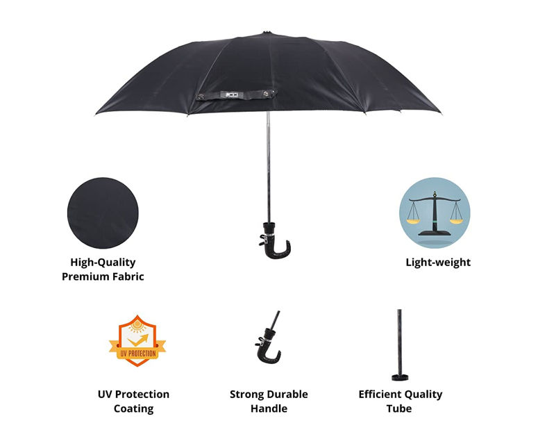Fendo Black 2 Fold Polyester Umbrella - 21 inch