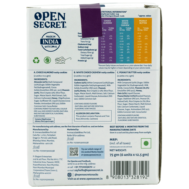 Open Secret Premium Choco Almond Flavoured Biscuits | Maida-free