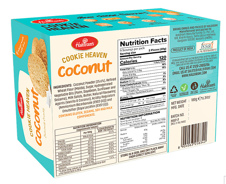 Haldirams Cookies Heaven - Coconut 180 g Combo
