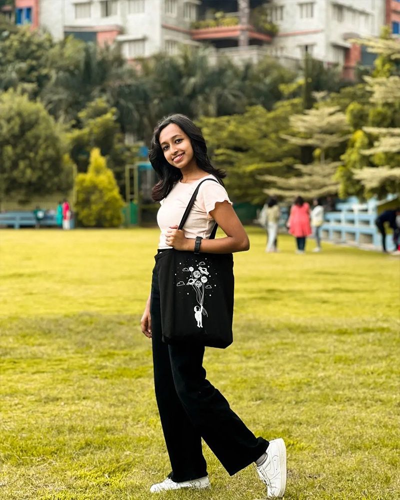 Ecoright Women's Cotton 10 L Shoulder Handle Tote Bag | Black - One Size