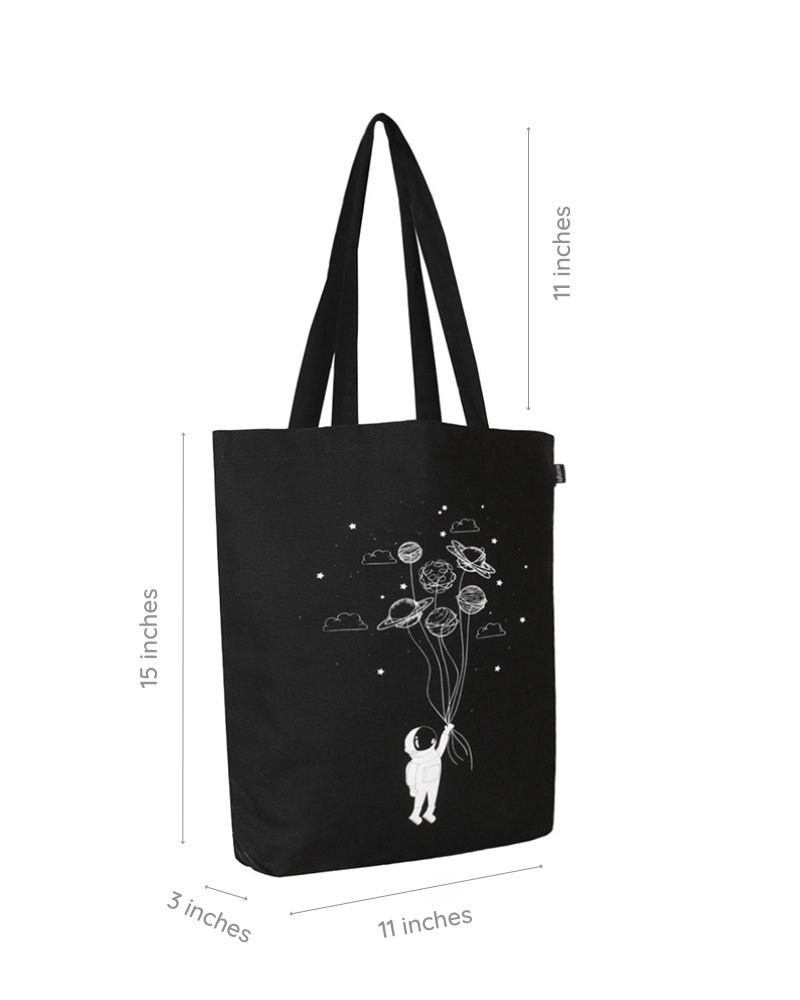 Ecoright Women's Cotton 10 L Shoulder Handle Tote Bag | Black - One Size