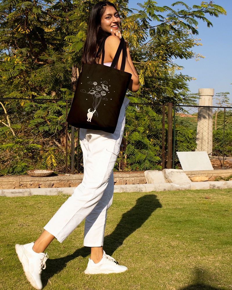 Ecoright Women's Cotton 10 L Shoulder Handle Tote Bag | Black - One Size