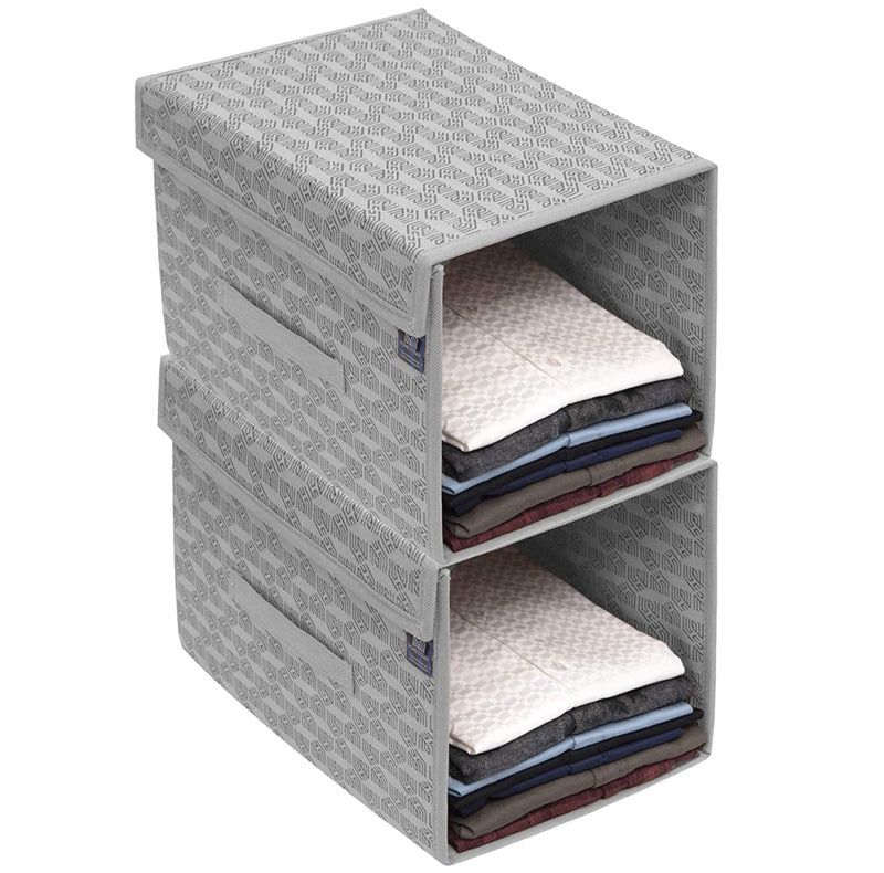 Homestrap Set Of 2 Clothes Stacker With Lid For Wardrobe