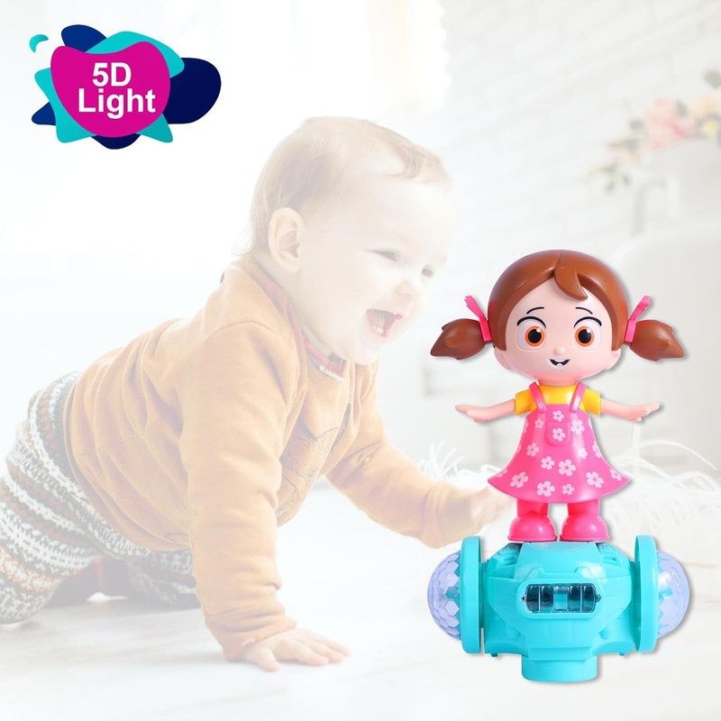 Fablue 360 Degree Rotating Musical Dancing Toy for Kids - Light and Sound Dancing Girl - Multicolor