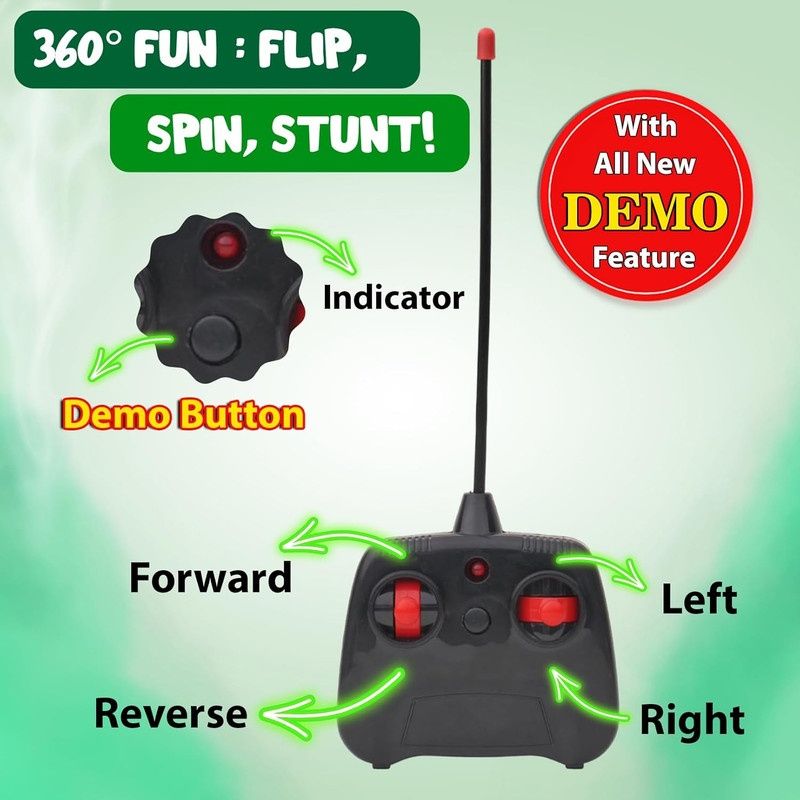 Fablue Rotating Rolling Remote Control Car For Kids - 360 Degree Rotating Car Toy