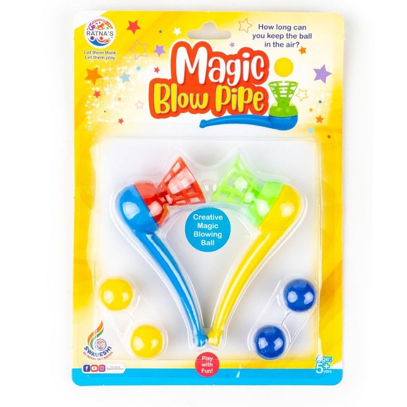 Fablue Magic Blow Pipe Toy - Set Of 2 Magic Blowing Ball Toy - Party Game For Kids And Adults