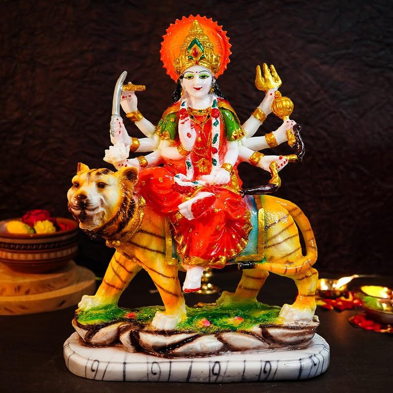 Ekhasa Aura Series Big Size Marble Dust Durga Maa Idol | 1 ft | Handpainted Durga Mata Murti