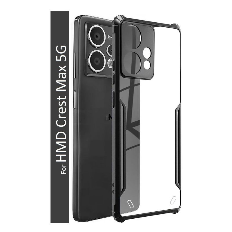 Kwine Case Hmd Crest Max 5G Back Cover - Black Bordered Transparent Case