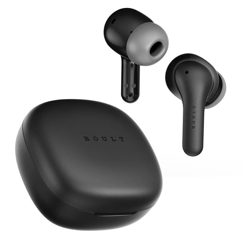 Boult K10 with 6-Mic Hybrid ANC(Upto 50dB),Spatial Audio,50H Battery Life(Pure Black,True Wireless)