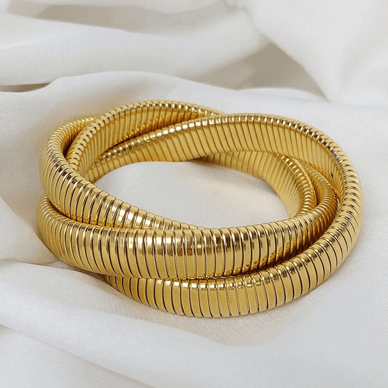 Designs & You Gold Plated Triple Layer Snake Chain Tangled Bracelet