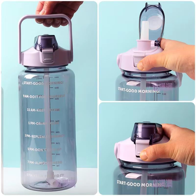 Clazkit 2L Motivational Water Bottle with Time Marker Multicolor